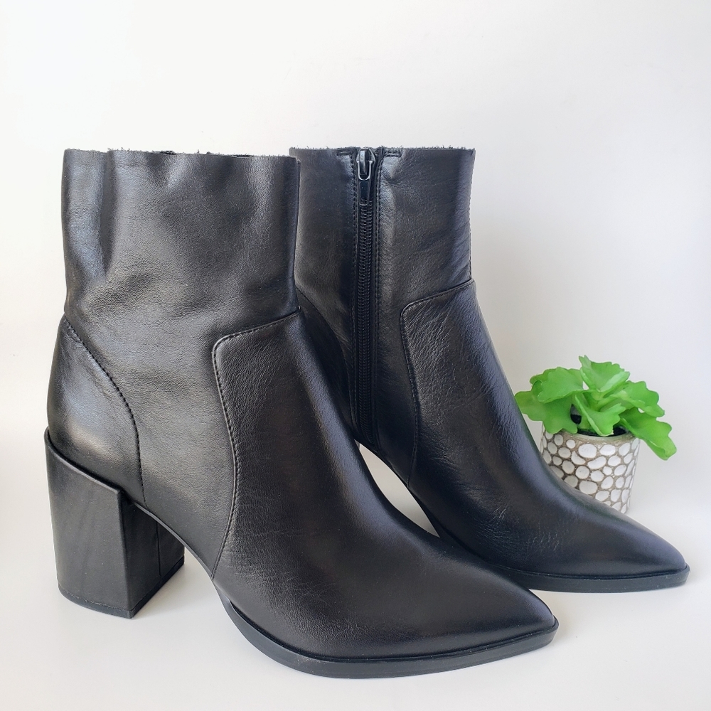 Tony Bianco Brazen Black Leather Ankle Boots Pointed Toe Midi New Size 7.5 - Picture 4 of 13